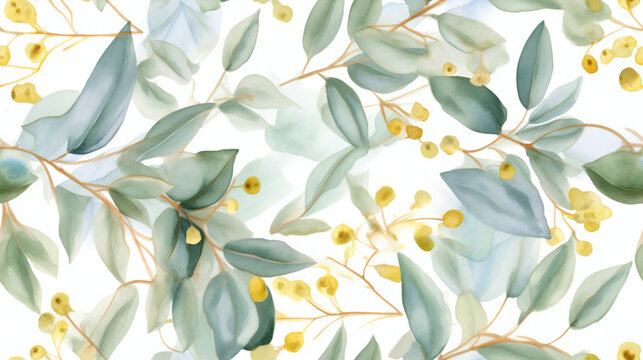 seamless pattern Blumenmuster Eukalyptus Generative AI