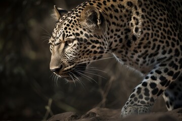 Obraz na płótnie Canvas Freeze-frame the moment when a leopard pounces on its prey
