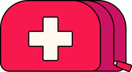 Obraz premium Bag First Aid Medical Kit Material Hiking Element Colored Outline Style