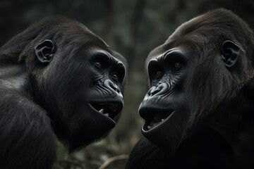 Obraz premium Document the territorial battles between two male gorillas
