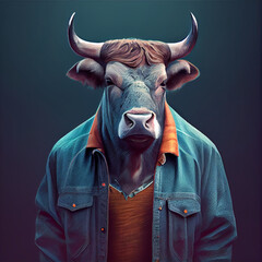 Bull NFT Art Portrait