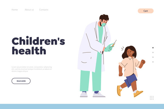 Children health landing page design template for online medical service offering kids treatment