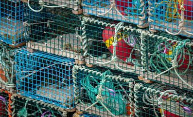 Lobster traps in a pile