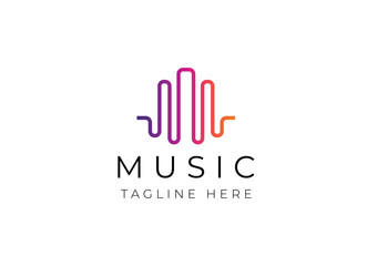 Pulse music element logo. Music Logo Design. Singer, recording, record logo vector. 