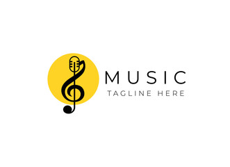 Pulse music element logo. Music Logo Design. Singer, recording, record logo vector. 