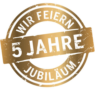 Button Wir feiern 5 Jahre Gold zerkratzt
