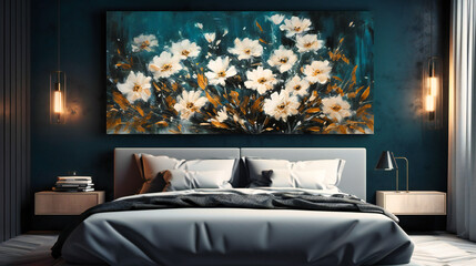 A painting with flowers and foliage gold