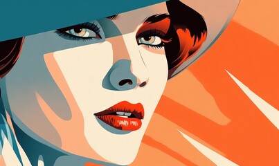  a painting of a woman with a hat on her head.  generative ai