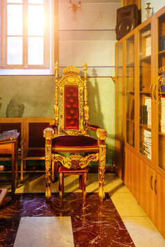 Throne of the prophet Elijah in synagogue. Chair for circumcision