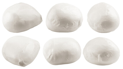 Mozzarella cheese isolated on white background, full depth of field