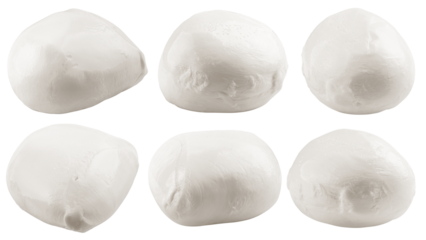 Mozzarella cheese isolated on white background, full depth of field