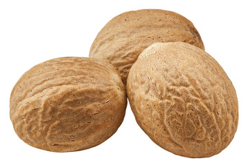 Nutmeg isolated on white background, clipping path, full depth of field