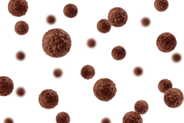 Falling corn ball, isolated on white background, selective focus