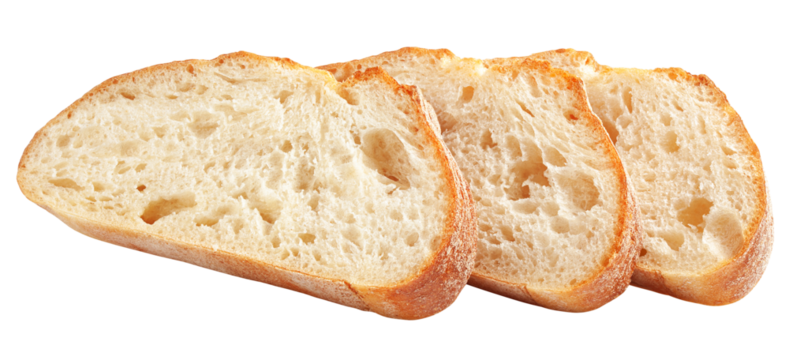 Ciabatta bread isolated on white background, full depth of field