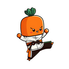 Obraz premium Chibi Karate Carrot Throwing a Kick