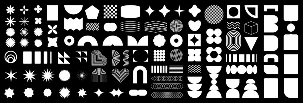 Abstract geometric shape silhouettes, black brutalism forms. Abstract geometric shapes in brutalism style. Set of abstract geometric shapes or trendy geometric shapes inspired brutalism. Vector illust