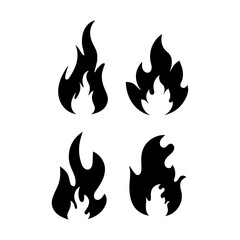 Flame icons. Fire symbol set