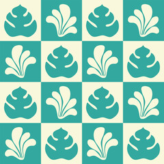 Mosaic background with abstract tropical leaves. Botanical seamless pattern