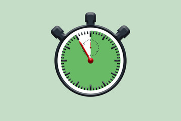 Stopwatch in minimal design on green background: 55 fifty five Minutes Seconds