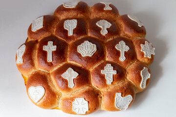 Festive  holiday bread on white background