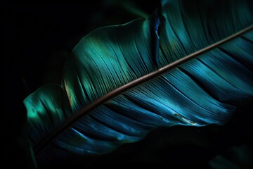 Organic Tropical Leaf Close Up - Vivid Dark Green Foliage. Generative AI.