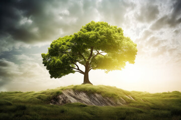 Fototapeta premium Green enterprises that rely on renewable energy can reduce climate change and global warming. For a clean and environmentally beneficial environment. High quality generative ai