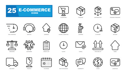 E-commerce line icons set. Online shopping icon.