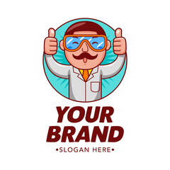 Cute Scientist Cartoon Mascot Logo