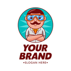 Cute Scientist Cartoon Mascot Logo