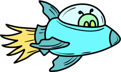 Alien Rocket Illustration