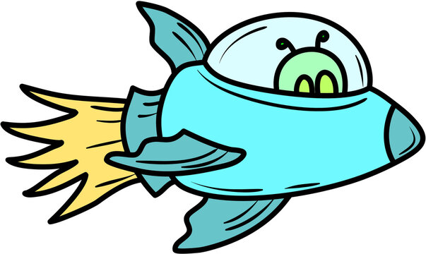 Alien Rocket Illustration
