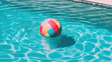 A beach ball floating in a pool. Generative AI