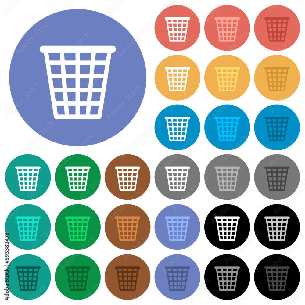 Poster single empty wide trash outline round flat multi colored icons