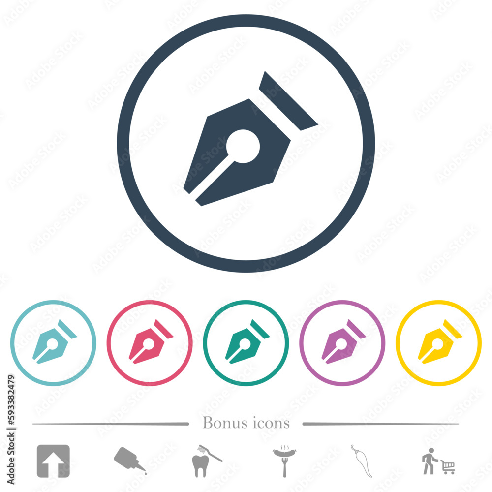 Poster Nib solid flat color icons in round outlines