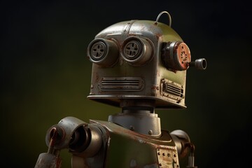 Vintage style robot toy. Generative AI.