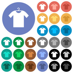 T-shirt on hanger round flat multi colored icons