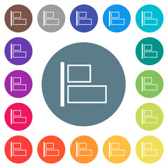 Align to left outline flat white icons on round color backgrounds