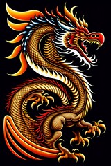 Fiery Dragon With Snake Skin