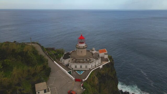 Farol do Arnel in Sao Miguel, the Azores by Drone