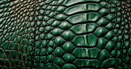 Obraz premium Green alligator skin background by generative AI