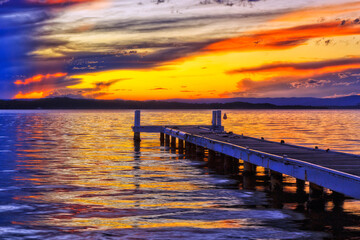 Fototapeta premium Murrays beach boat jetty side set