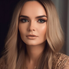 Portrait of a young long-haired beautiful modern woman. The woman represents both an independent and successful woman and can be used in beauty and fashion advertisements.