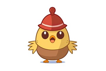 funny chicken with a bright red hat. Generative AI
