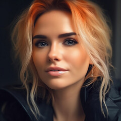 Portrait of a young long-haired beautiful modern woman. The woman represents both an independent and successful woman and can be used in beauty and fashion advertisements.
