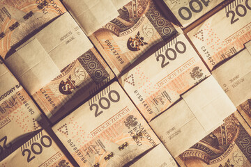 Packs of Two Hundred Polish Zloty Bills