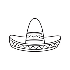 Mexican sombrero hat doodle. Mexican culture in sketch style. Hand drawn vector illustration isolated on white background