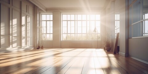 Obraz premium empty room with window, Created by AI generation, AI generative, Created with generative AI tools