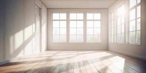 empty room with window, Created by AI generation, AI generative, Created with generative AI tools