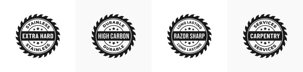 Fototapeta premium Circular saw blade vector or Circular saw blade logo vector isolated in flat style. Circular saw label vector isolated. saw circle logo trendy design template for product packaging.