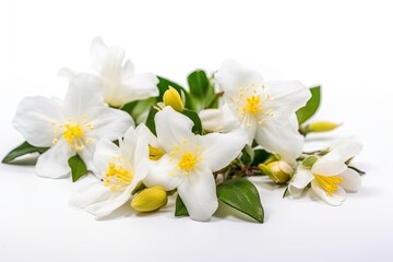 bouquet of white flowers with green foliage. Generative AI
